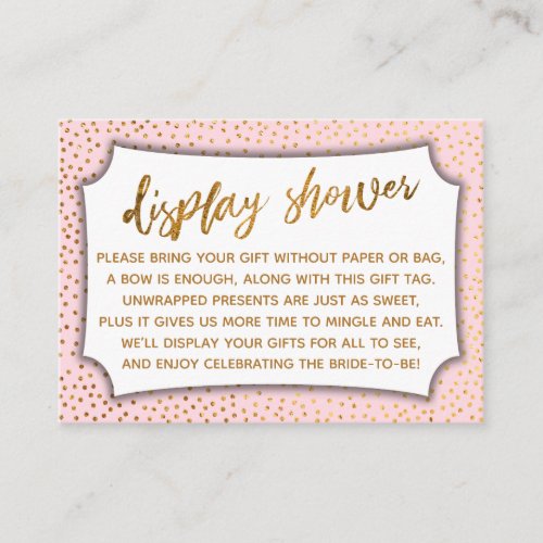 Pastel Pink  Gold Confetti Display Shower Card