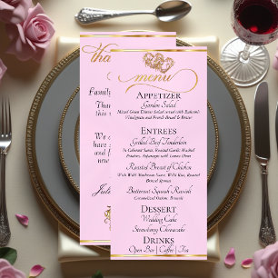 Pastel Pink/Gold - Hearts & Thank You Menu