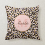 Pastel Pink & Gold Leopard Animal Print Monogram Throw Pillow<br><div class="desc">Theme: Leopard.
Style: Elegant.
Colours: Pink,  Black,  Gold.</div>