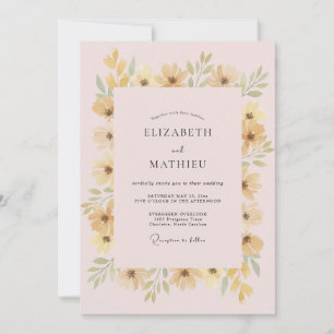 Pastel Pink Gold Vine Wedding Invitation