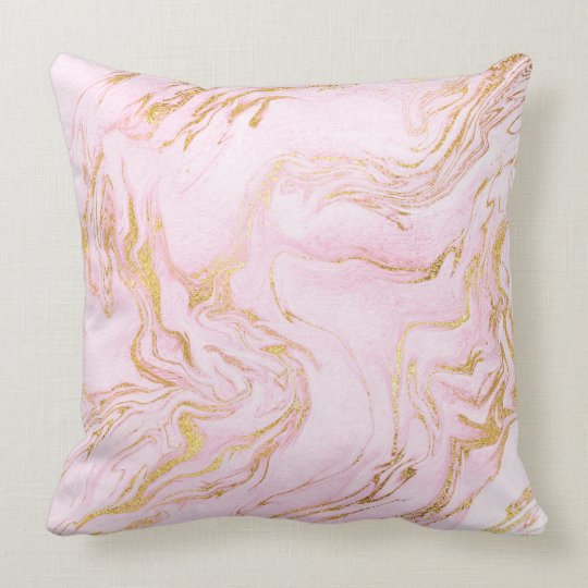 Pastel Pink Gold White Marble Vip Throw Pillow