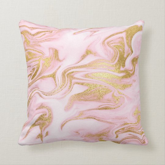 Pastel Pink Gold White Marble Vip Throw Pillow