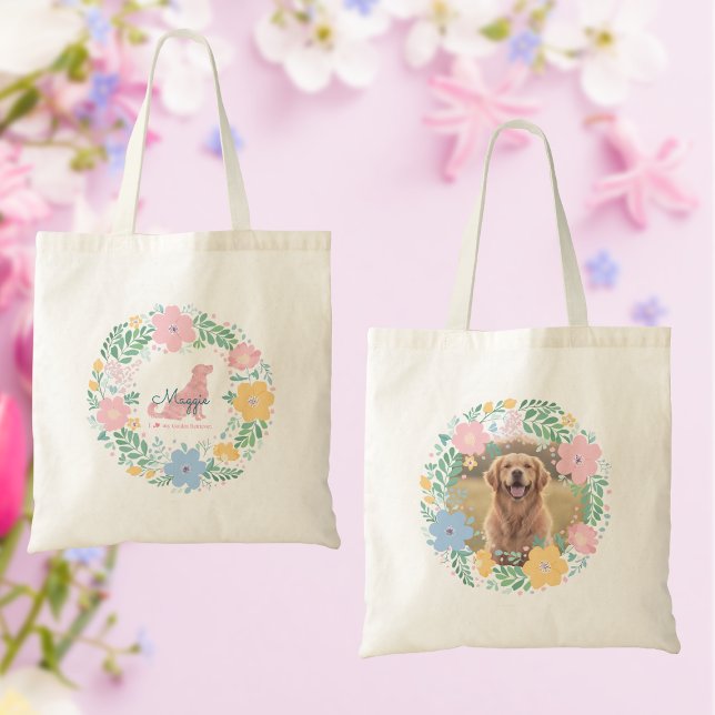 Pastel Pink Golden Retriever Custom Photo  Tote Bag (Creator Uploaded)