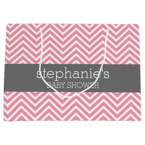 Pastel Pink  Gray Chevrons Baby Shower Collection Large Gift Bag