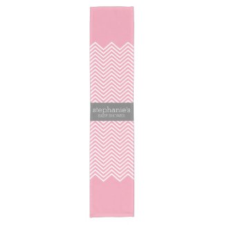 Pastel Pink & Gray Chevrons Baby Shower Collection Short Table Runner