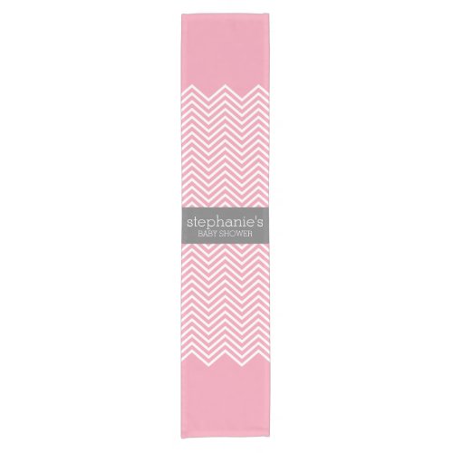 Pastel Pink  Gray Chevrons Baby Shower Collection Short Table Runner