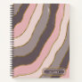 Pastel Pink Gray Chic Gold Groovy Striped Waves  Notebook