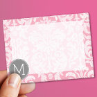 Pastel Pink & Gray Damask Pattern Custom Monogram