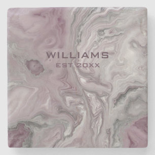 Pastel Pink Gray Marble Texture Personalized Stone Coaster