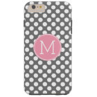 Pastel Pink & Gray Polka Dots with Custom Monogram