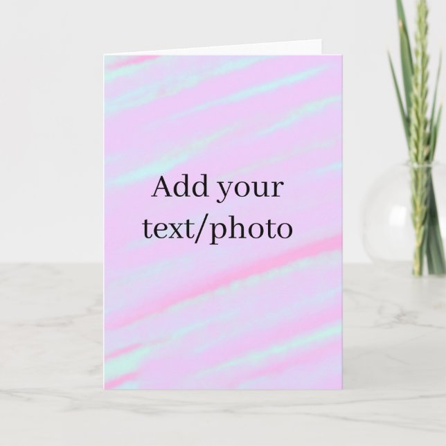 Pastel pink green add photo text watercolor retro  card (Front)