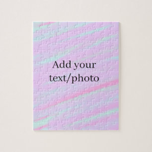 Pastel pink green add photo text watercolor retro jigsaw puzzle
