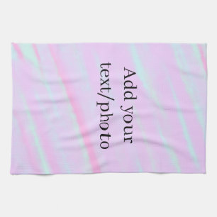 Pastel pink green add photo text watercolor retro kitchen towel