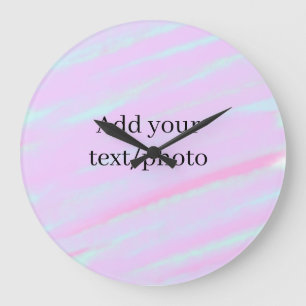 Pastel pink green add photo text watercolor retro large clock
