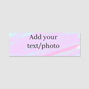Pastel pink green add photo text watercolor retro name tag