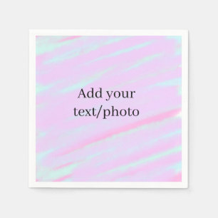 Pastel pink green add photo text watercolor retro napkins