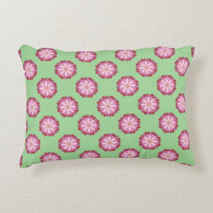 Pastel Pink Green Asian Medallion Floral Accent Pillow