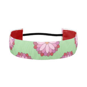 Pastel Pink Green Asian Medallion Floral Athletic Headband