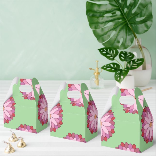 Pastel Pink Green Asian Medallion Floral Favor Boxes (Multiple)
