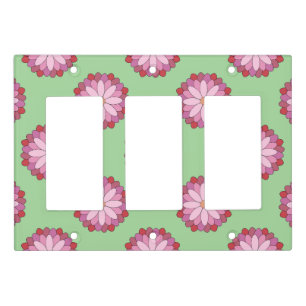 Pastel Pink Green Asian Medallion Floral Light Switch Cover