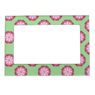 Pastel Pink Green Asian Medallion Floral Magnetic Frame