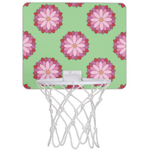 Pastel Pink Green Asian Medallion Floral Mini Basketball Hoop