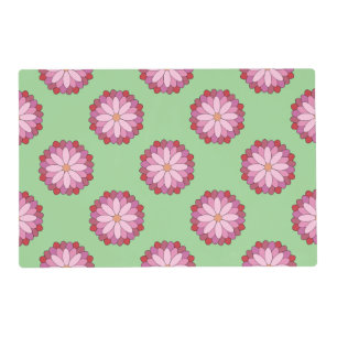 Pastel Pink Green Asian Medallion Floral Placemat