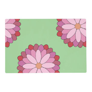 Pastel Pink Green Asian Medallion Floral Placemat