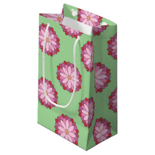 Pastel Pink Green Asian Medallion Floral Small Gift Bag
