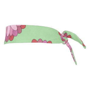 Pastel Pink Green Asian Medallion Floral Tie Headband