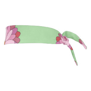 Pastel Pink Green Asian Medallion Floral Tie Headband