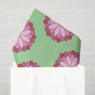 Pastel Pink Green Asian Medallion Floral Tissue Paper