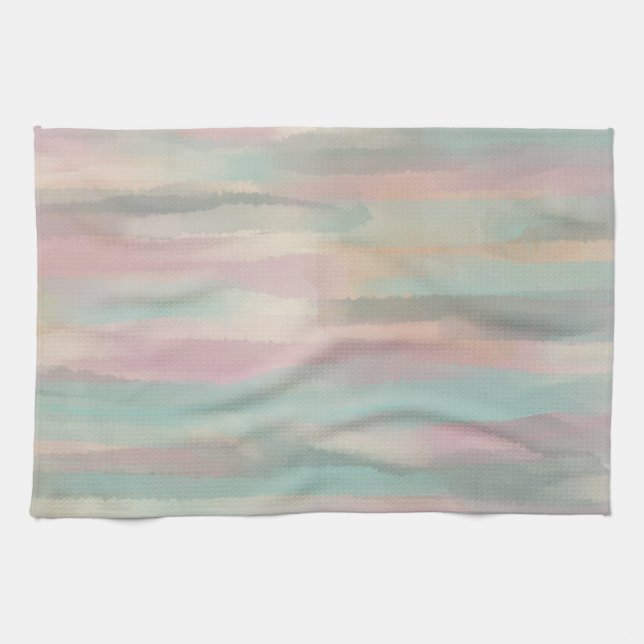 Pastel Pink & Green Esthetic- Morocco Hills Range Kitchen Towel (Horizontal)
