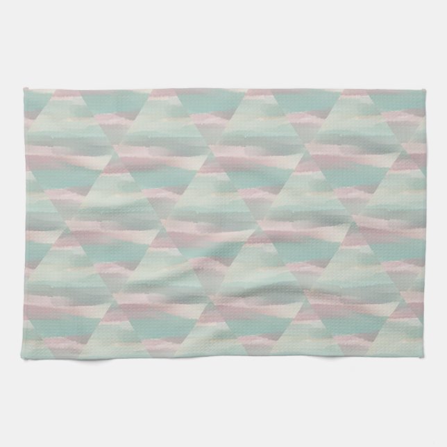 Pastel Pink & Green Esthetic- Morocco Hills Range Kitchen Towel (Horizontal)