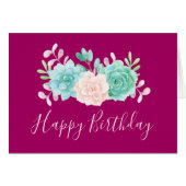 Pastel Pink & Green Floral Bouquet Birthday (Front Horizontal)