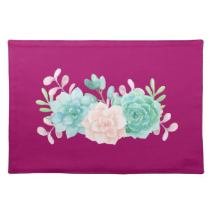 Pastel Pink & Green Floral Bouquet on Magenta Back Cloth Placemat
