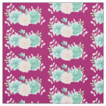 Pastel Pink &amp; Green Floral Bouquet on Magenta Back Fabric