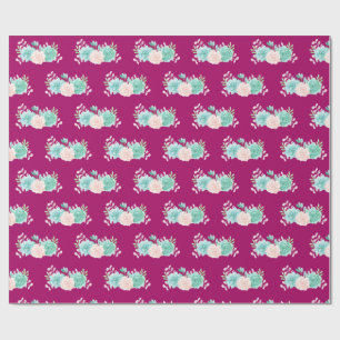 Pastel Pink & Green Floral Bouquet on Magenta Back Wrapping Paper