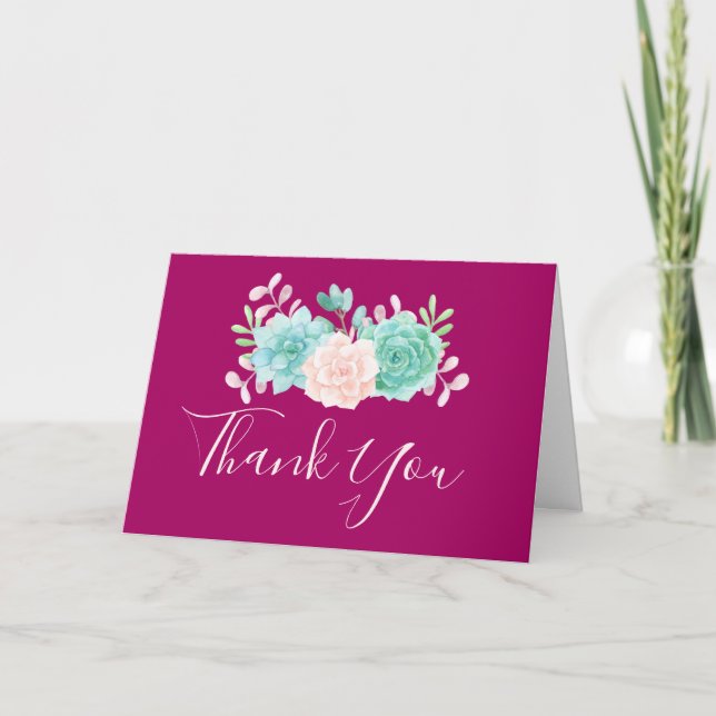 Pastel Pink & Green Floral Bouquet Thank You (Front)