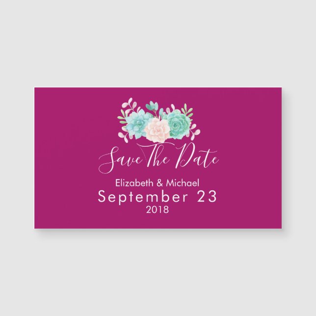 Pastel Pink & Green Floral Wedding Save The Date (Front)