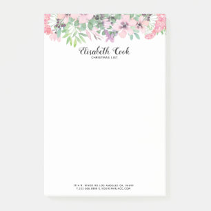 Pastel Pink & Green Flowers Border Post-it Notes