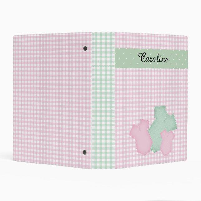 PASTEL PINK & GREEN GINGHAM PLAID PATTERN MINI BINDER (Background)