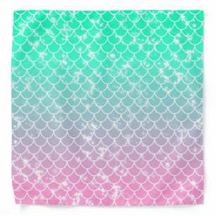 Pastel Pink Green Mermaid Pattern Ombre Bandana