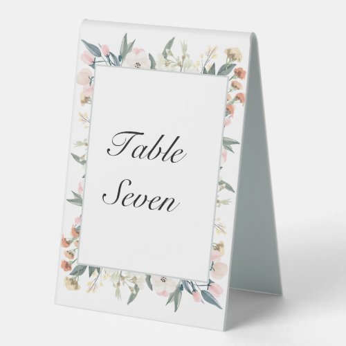 Pastel Pink Green Sage Floral Wedding Welcome Table Tent Sign