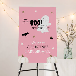 Pastel Pink Halloween Baby Shower Welcome Sign