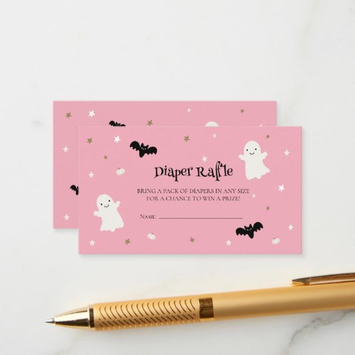 Pastel Pink Halloween Diaper Raffle Enclosure Card