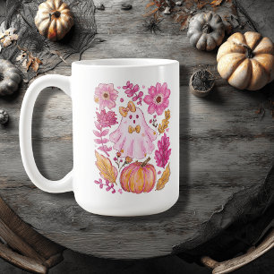 Pastel Pink Halloween Ghost Coffee Mug