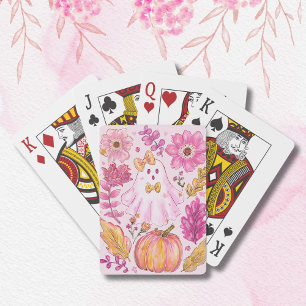 Pastel Pink Halloween Ghost Poker Cards