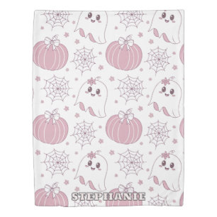 Pastel Pink Halloween Seamless Pattern (3) Duvet Cover