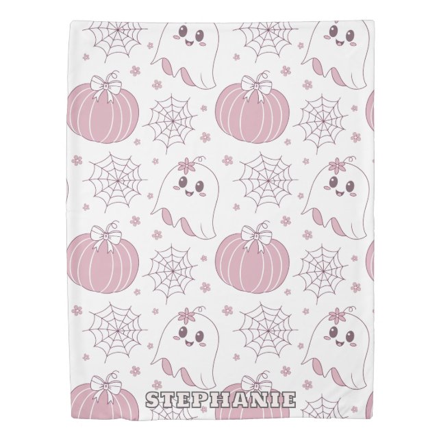 Pastel Pink Halloween Seamless Pattern (3) Duvet Cover (Front)